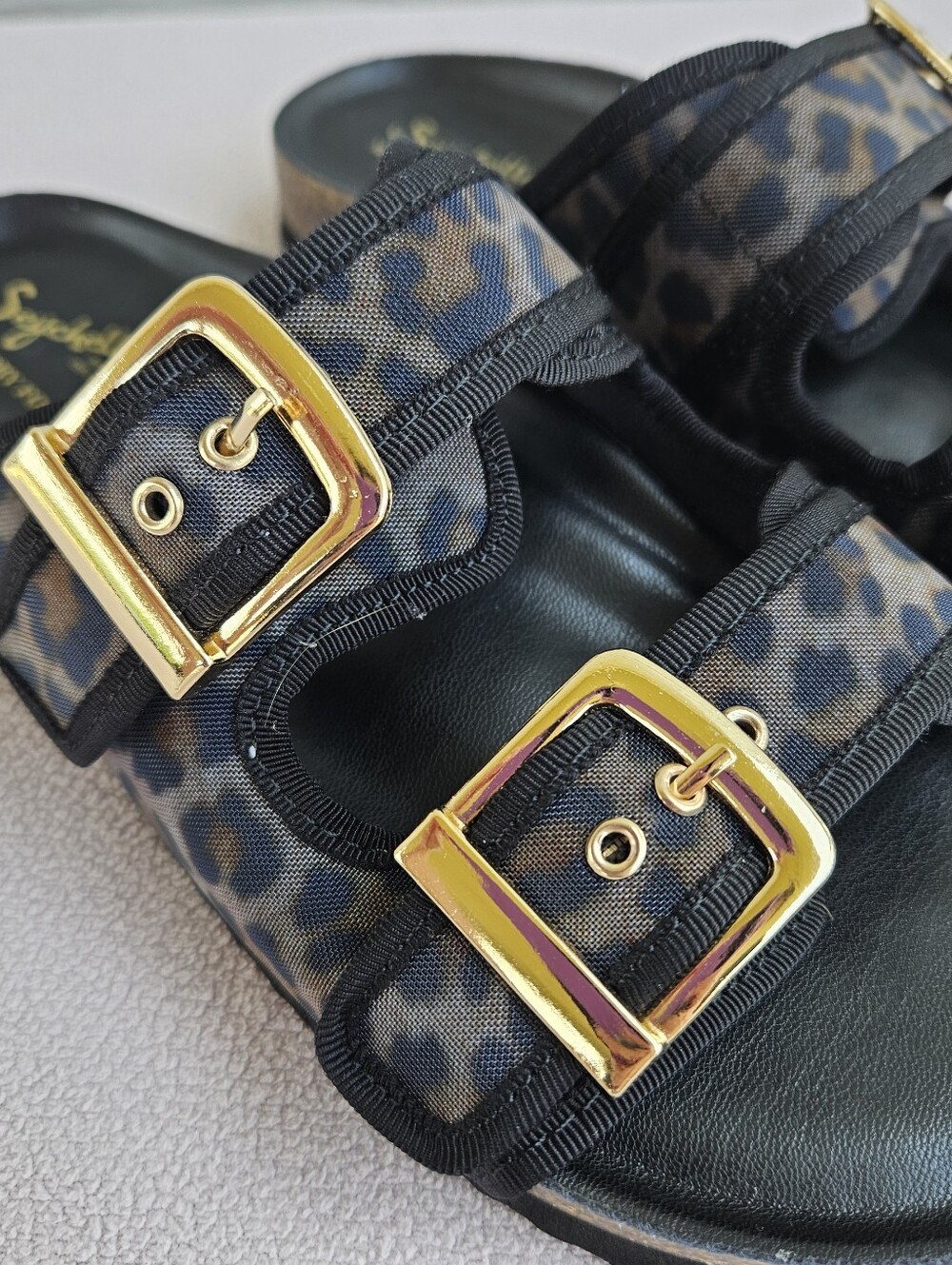 Seychelles Slides Sandals Women SZ 6 Leopard Print Buckle Straps Memory Foam - Picture 10 of 12